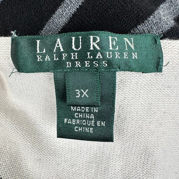 Lauren Ralph Lauren Sweater Dress Sheath Striped Cotton Gray 3X Classic Office - Picture 6 of 10